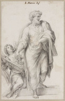 F 012
<br/>
De evangelist Matthëus, staand, met de engel
<br/>
<em>Maratta, Carlo (1625-1713) - atelier van</em>